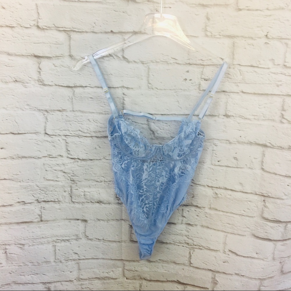 Tic Toc Lace Angel lingerie body suit blue Sz S